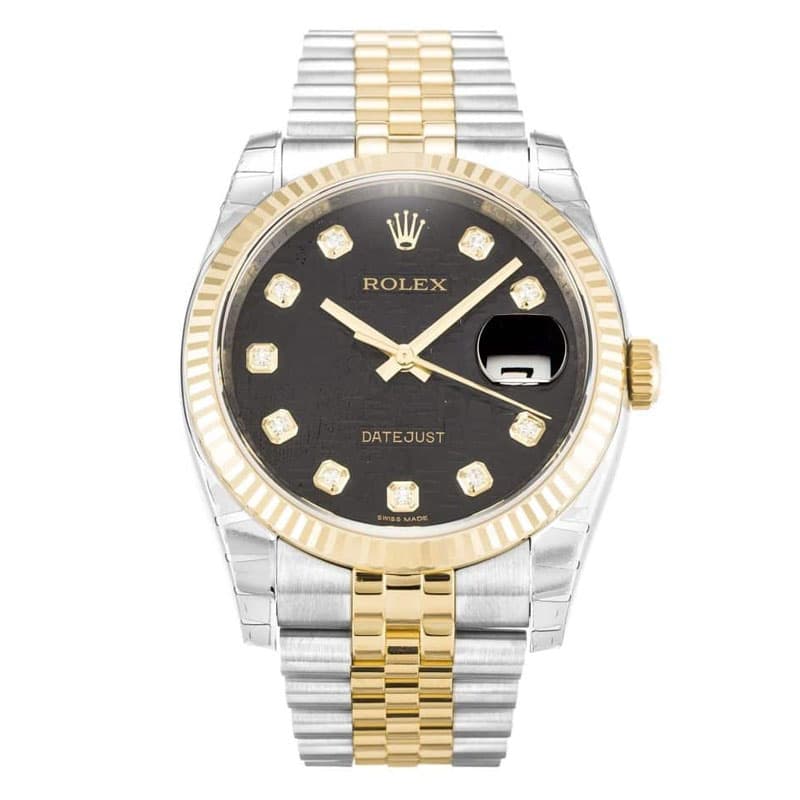 Rolex Datejust, schwarzes Zifferblatt, 116233, Herren, 36 mm 