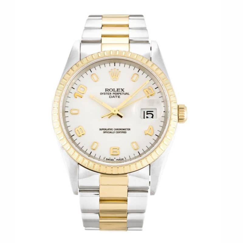 Rolex Oyster Perpetual Date Weiß 15223 Unisex 34MM 