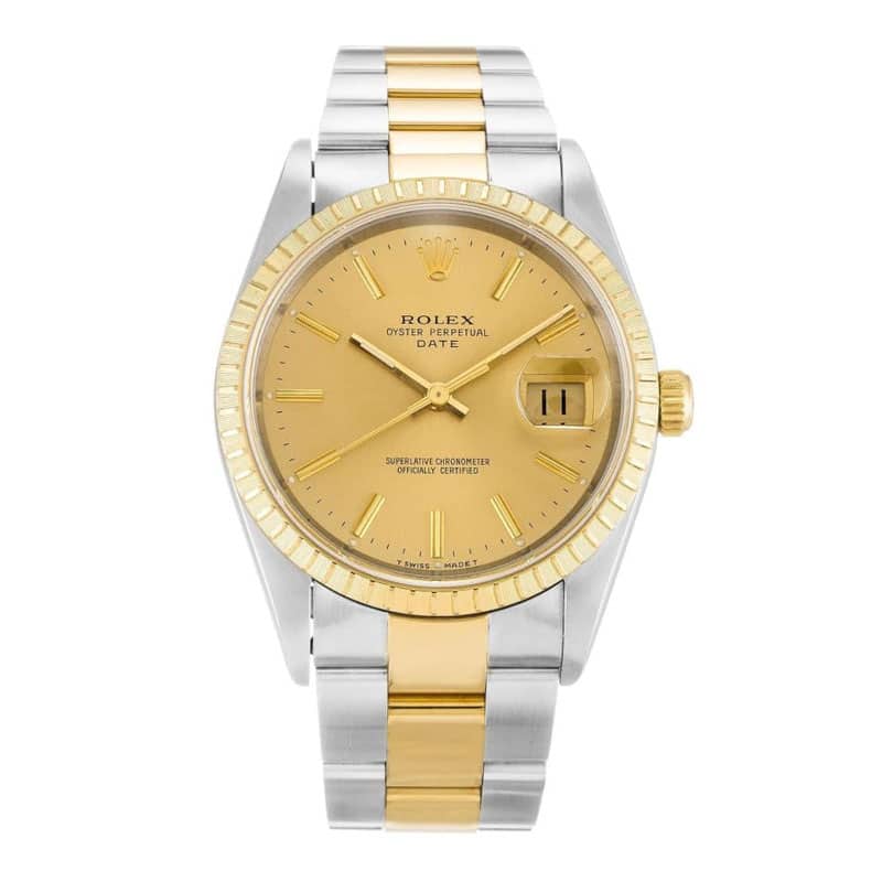 Rolex Oyster Perpetual Date Champagne 15223 Unisexe 34MM 