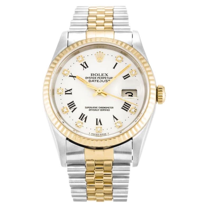 Rolex Datejust weißes Zifferblatt 16233 Herren 36MM 