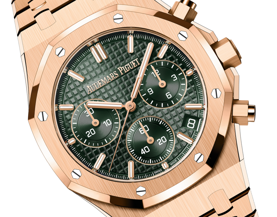 AUDEMARS PIGUET Chronograph, 41 mm, Rotgold, Khakigrünes Zifferblatt