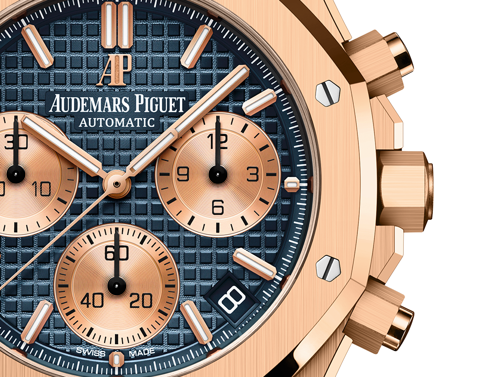 AUDEMARS PIGUET Chronograph, 41 mm, Rotgold, blaues Zifferblatt 