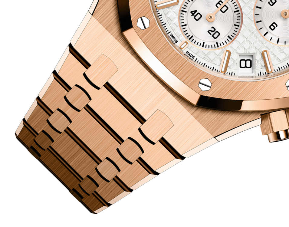 AUDEMARS PIGUET Chronograph, 41 mm, Roségold, silberfarbenes Zifferblatt