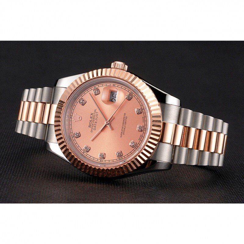 Rolex Datejust Cadran et lunette en or rose Boîtier en acier inoxydable Bracelet bicolore 