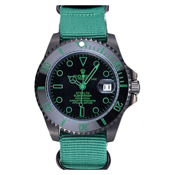 Rolex Stealth Submariner Bracelet en nylon vert 622009 Homme 40MM 