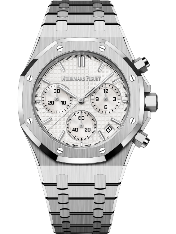 AUDEMARS PIGUET Chronograph mit silberfarbenem Zifferblatt, 41 mm