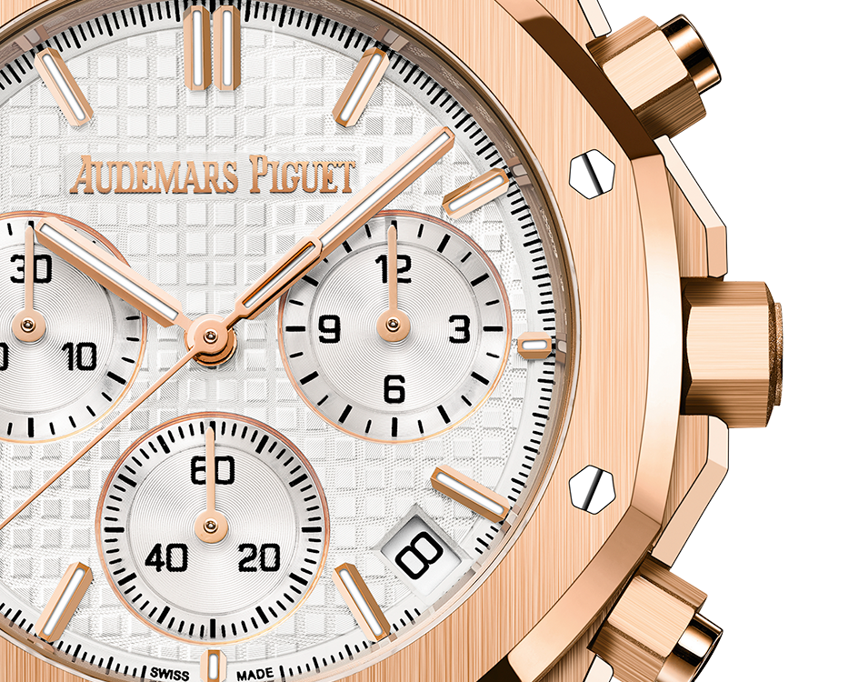 AUDEMARS PIGUET Chronograph, 41 mm, Roségold, silberfarbenes Zifferblatt