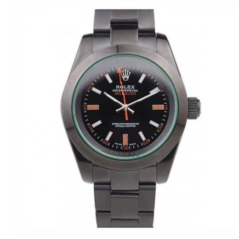 Montre Rolex Milgauss Pro-Hunter pour homme avec cadran noir saphir vert teinté PRL05090290 40 mm 