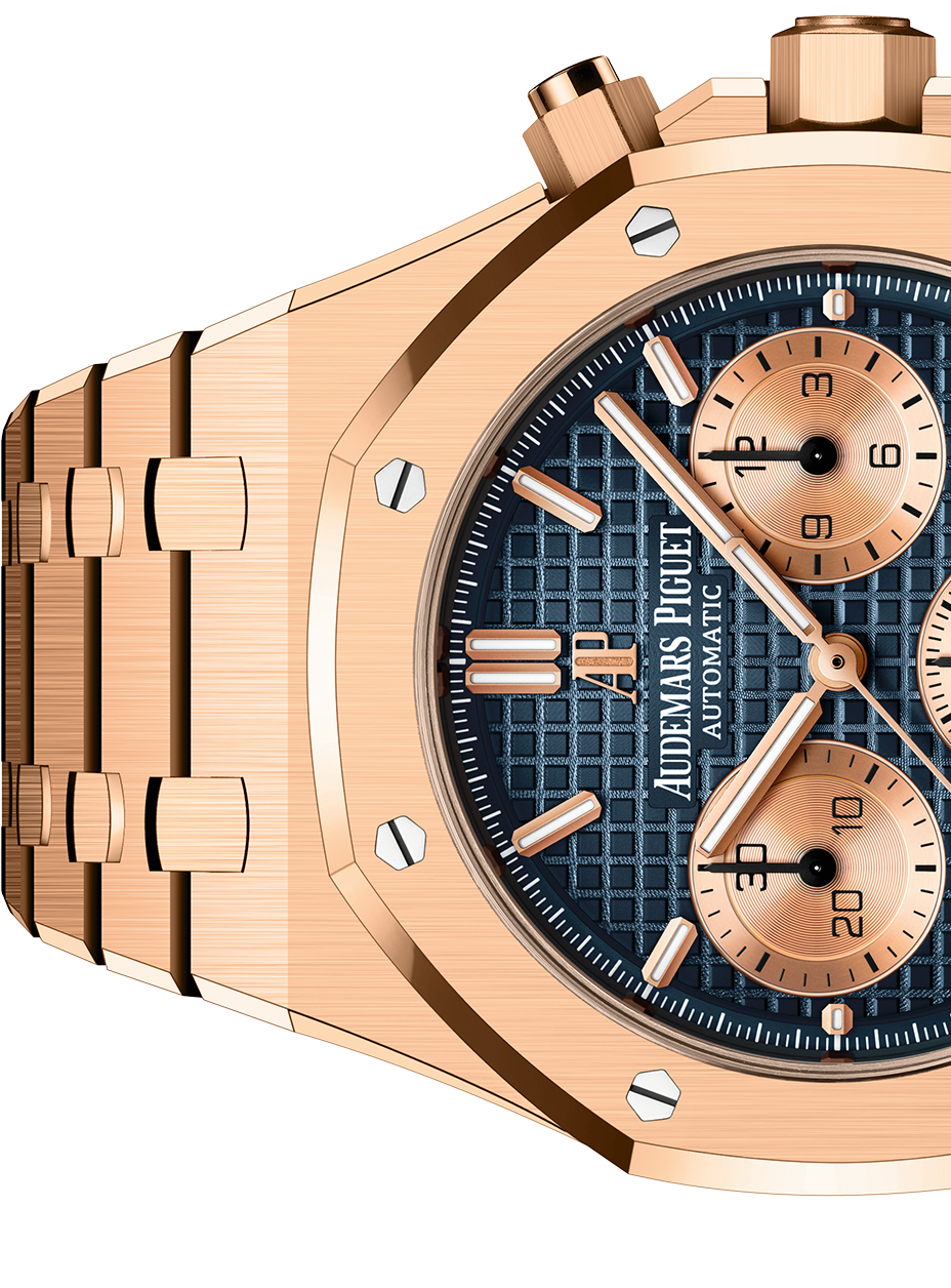 AUDEMARS PIGUET Chronograph, 41 mm, Rotgold, blaues Zifferblatt 