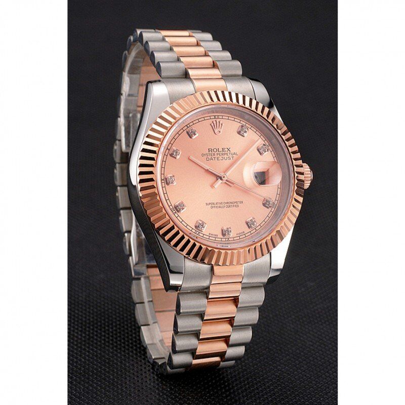 Rolex Datejust Cadran et lunette en or rose Boîtier en acier inoxydable Bracelet bicolore 