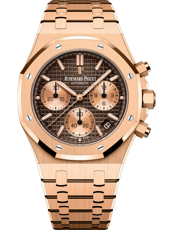 AUDEMARS PIGUET Chronograph, 41 mm, Rotgold, braunes Zifferblatt