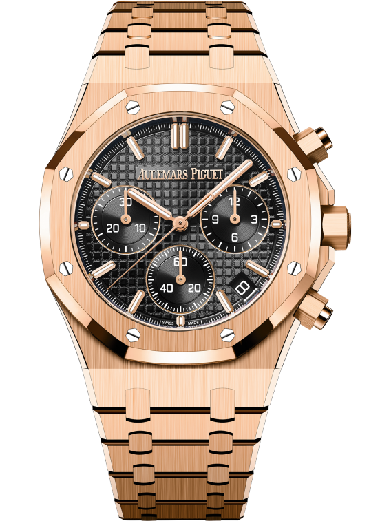 AUDEMARS PIGUET Rotgold Chronograph mit schwarzem Zifferblatt, 41 mm