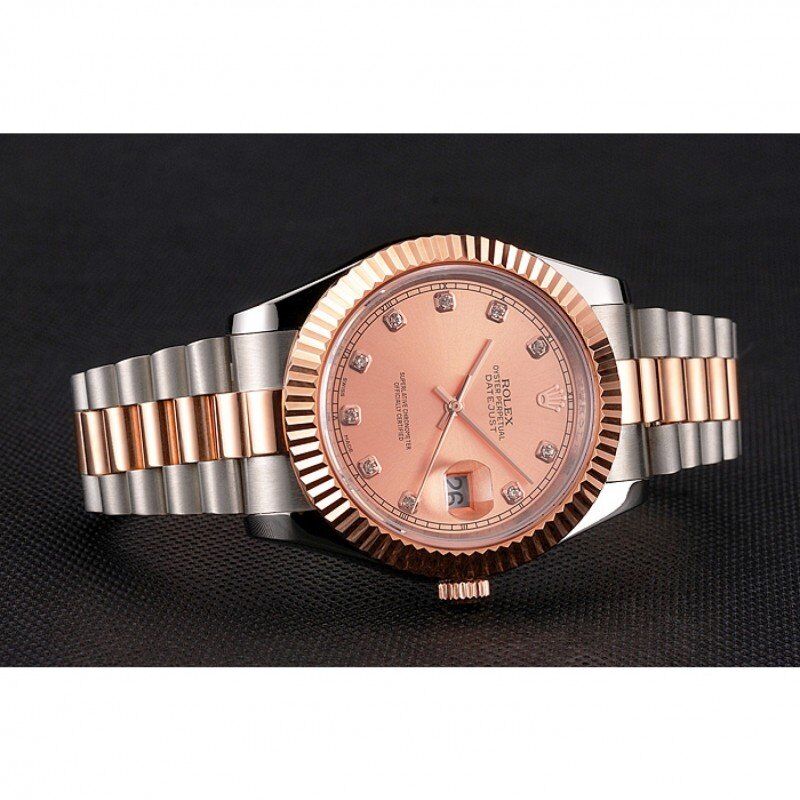 Rolex Datejust Cadran et lunette en or rose Boîtier en acier inoxydable Bracelet bicolore 