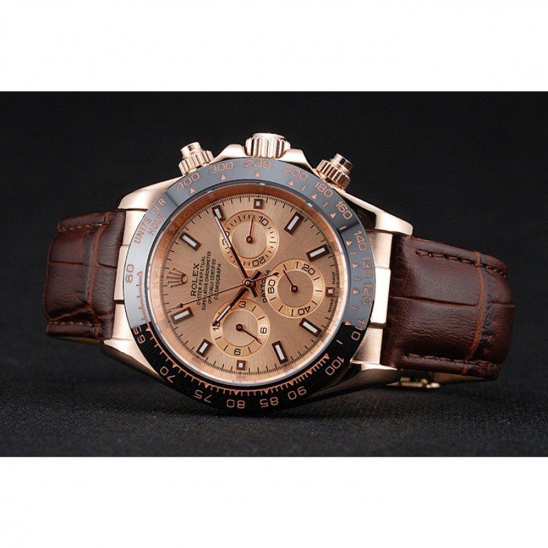 Rolex Cosmograph Daytona Brown Dial Rose Gold Case Brown Leather Bracelet 1454243