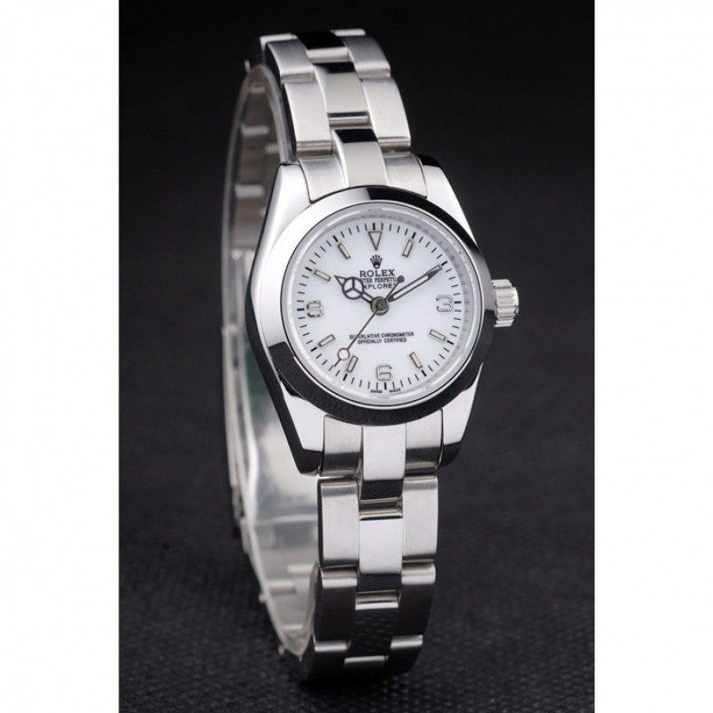 Rolex Explorer Polished Stainless Steel White Dial 98088 Women 26MM